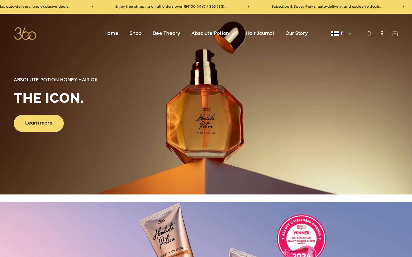 360haircare.com homepage screenshot