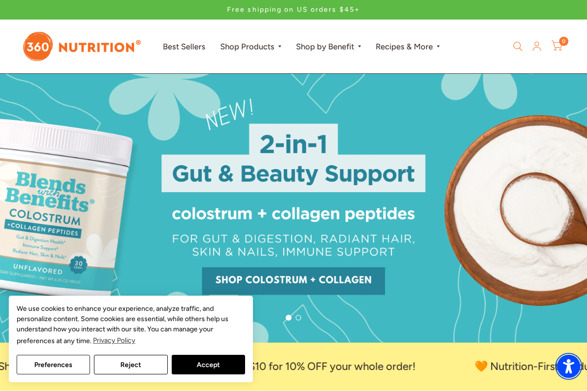 360nutrition.com homepage screenshot