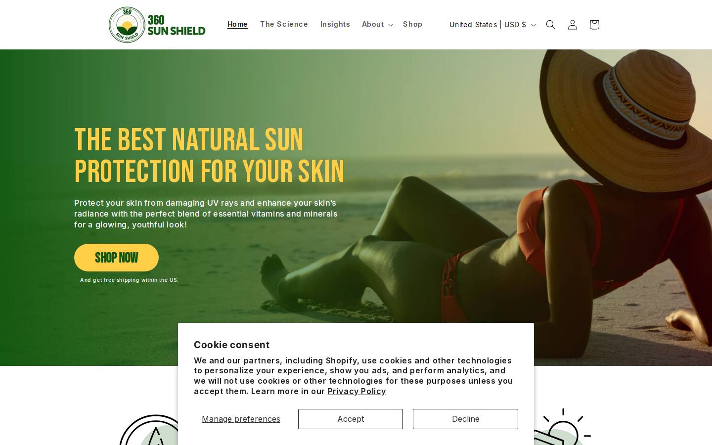 360sunshield.com homepage screenshot