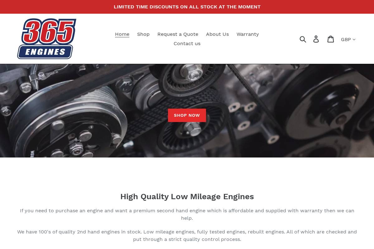 365 Engines homepage screenshot