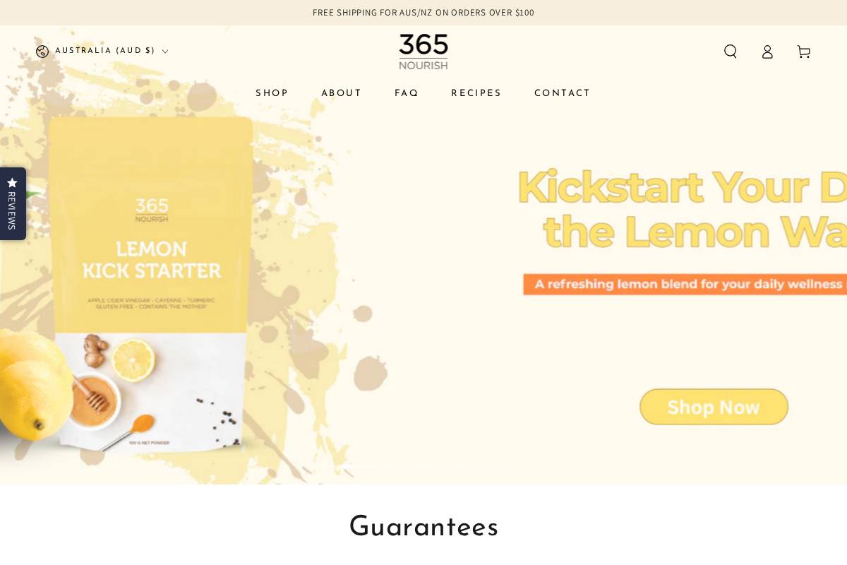 365nourish.com homepage screenshot