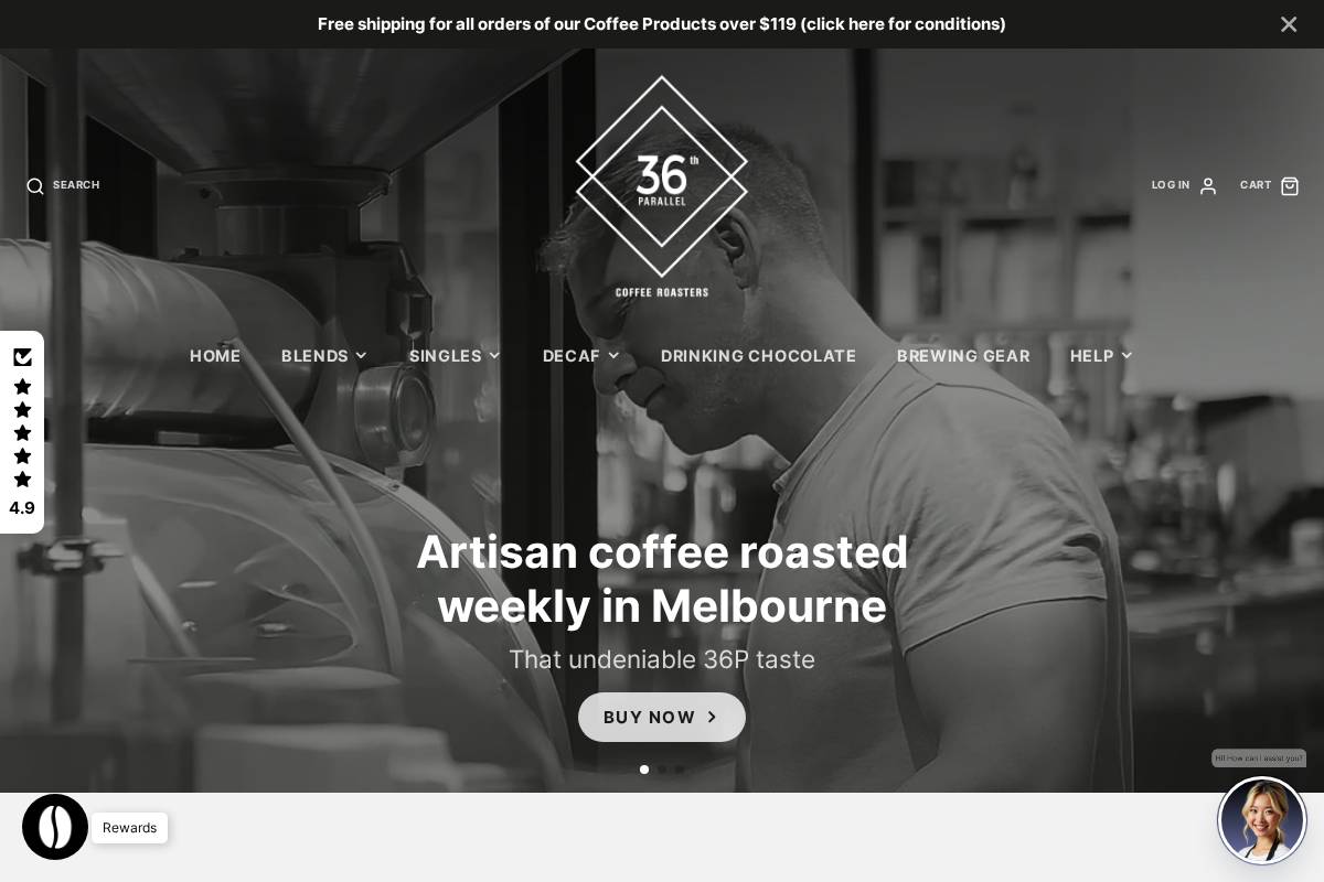 36parallelcoffee.com.au homepage screenshot