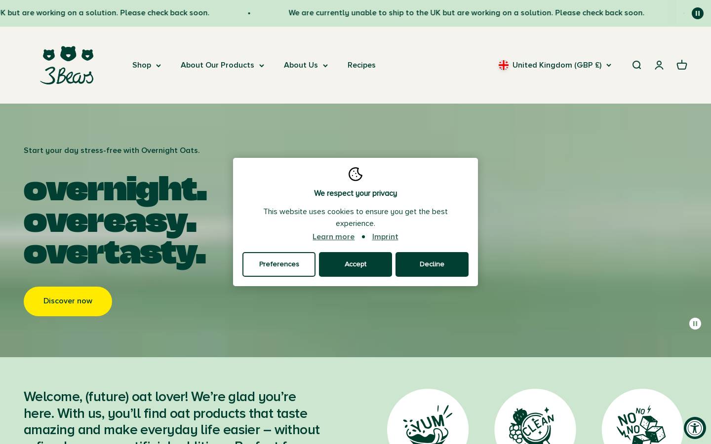 3 Bears homepage screenshot