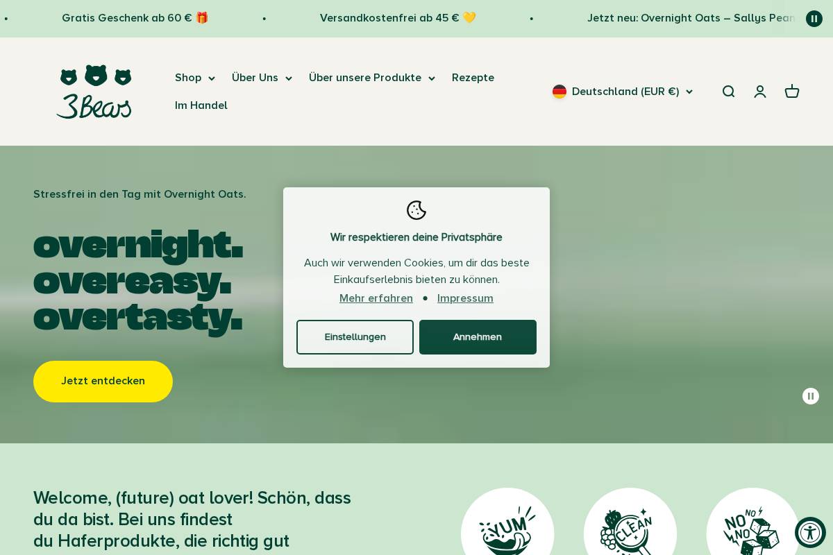 3Bears Foods GmbH homepage screenshot