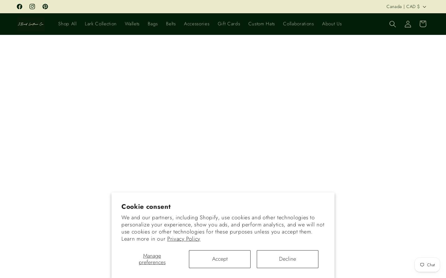 3birdleatherco.ca homepage screenshot