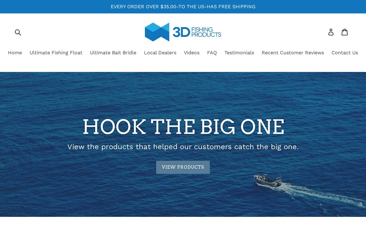 3dfishingproducts.com homepage screenshot