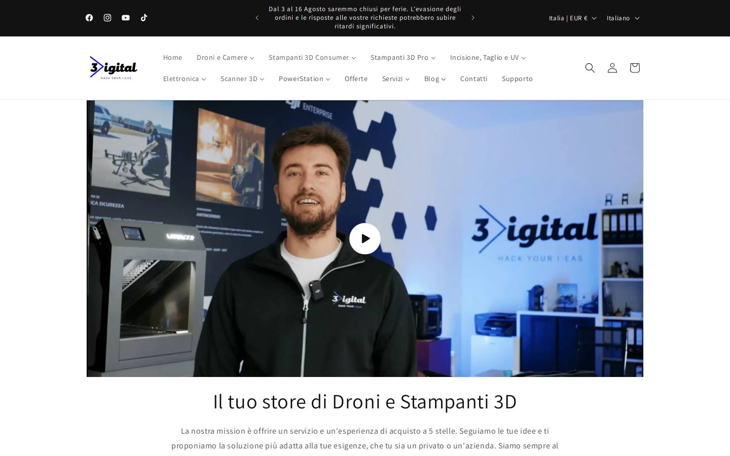 3Digital - Droni e Stampanti 3D homepage screenshot