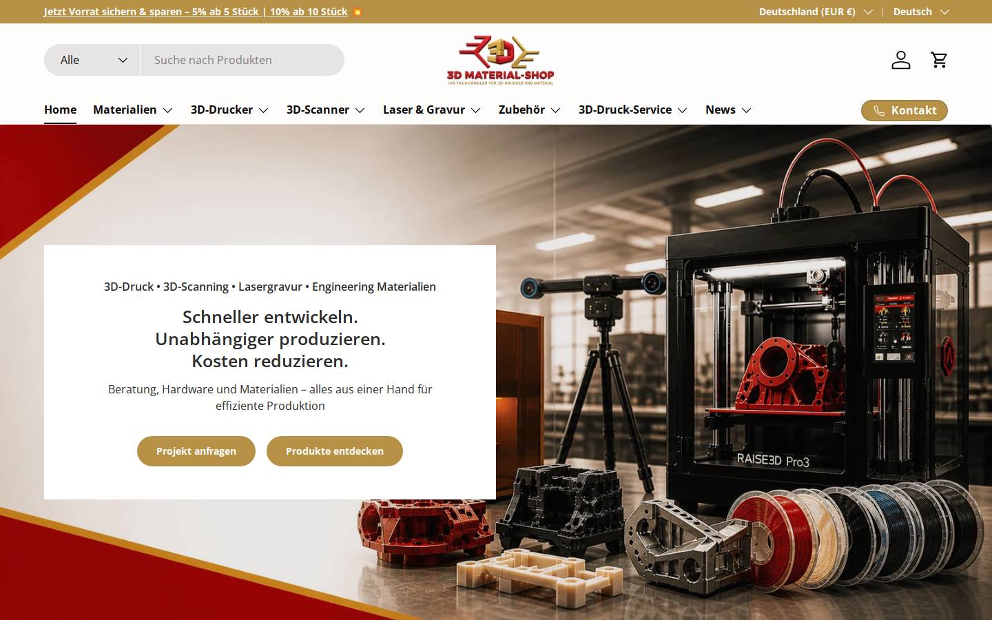 3D Material Shop homepage screenshot