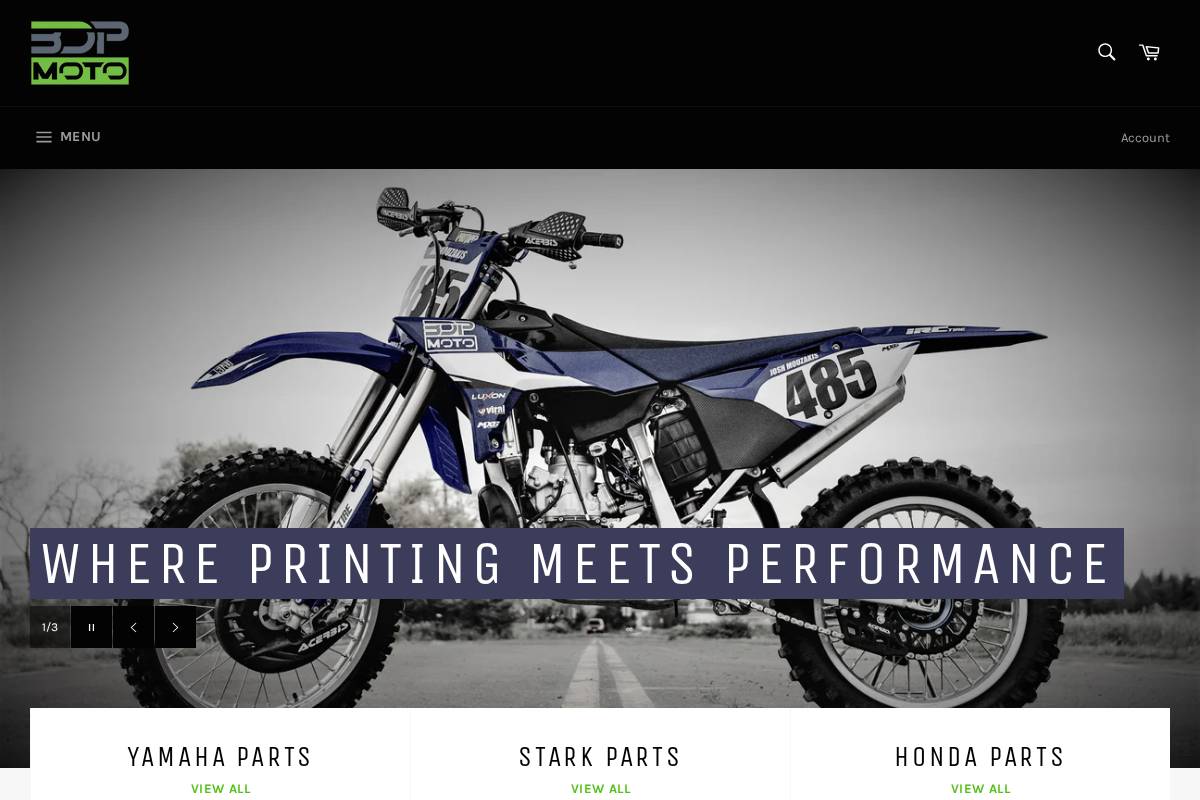 3dpmoto.com homepage screenshot