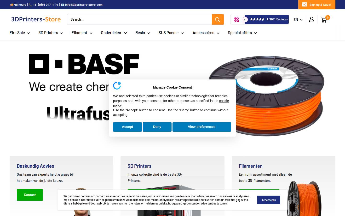 3dprinters Store homepage screenshot