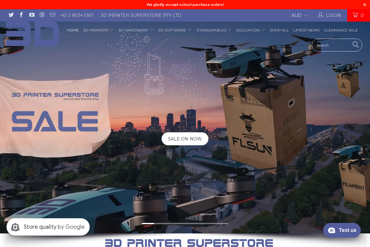 3D Printer Superstore homepage screenshot