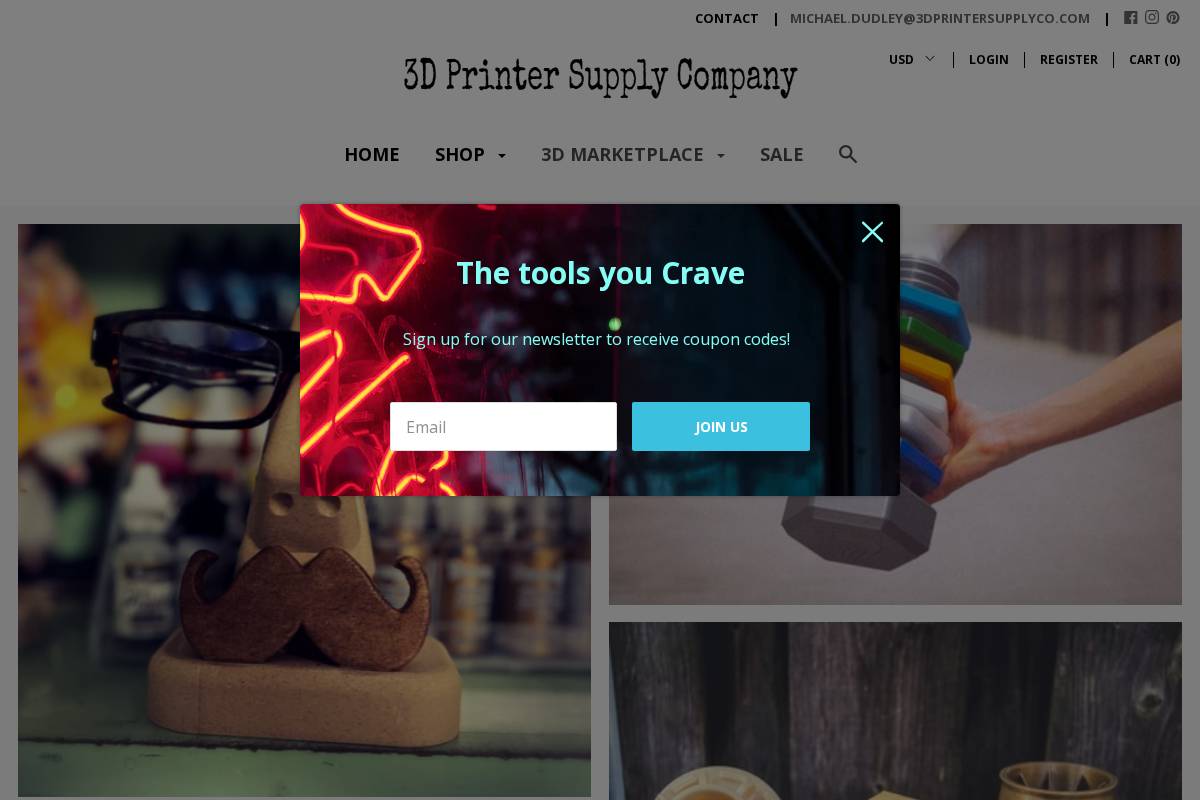 3dprintersupplyco.com homepage screenshot
