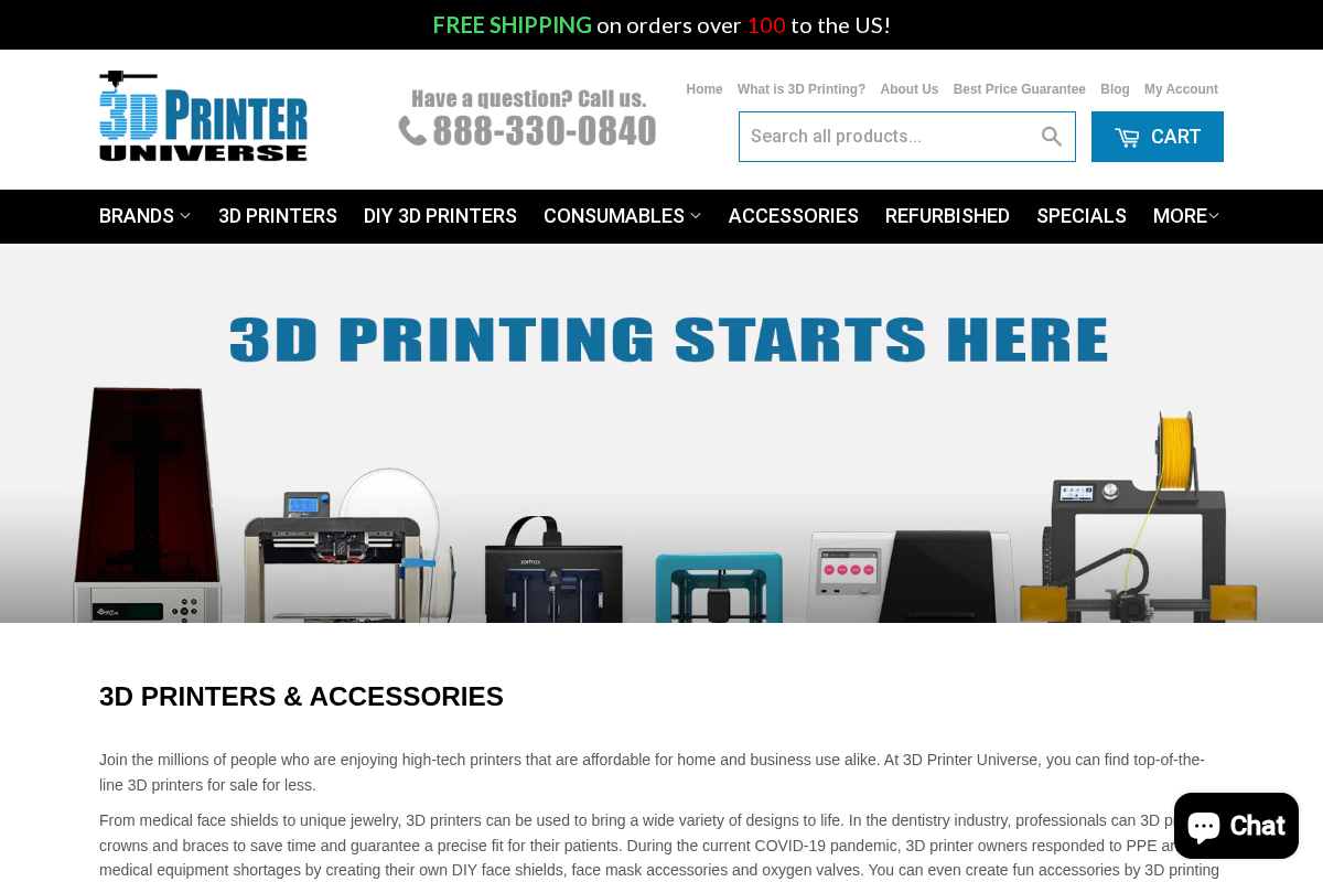 3D Printer Universe homepage screenshot