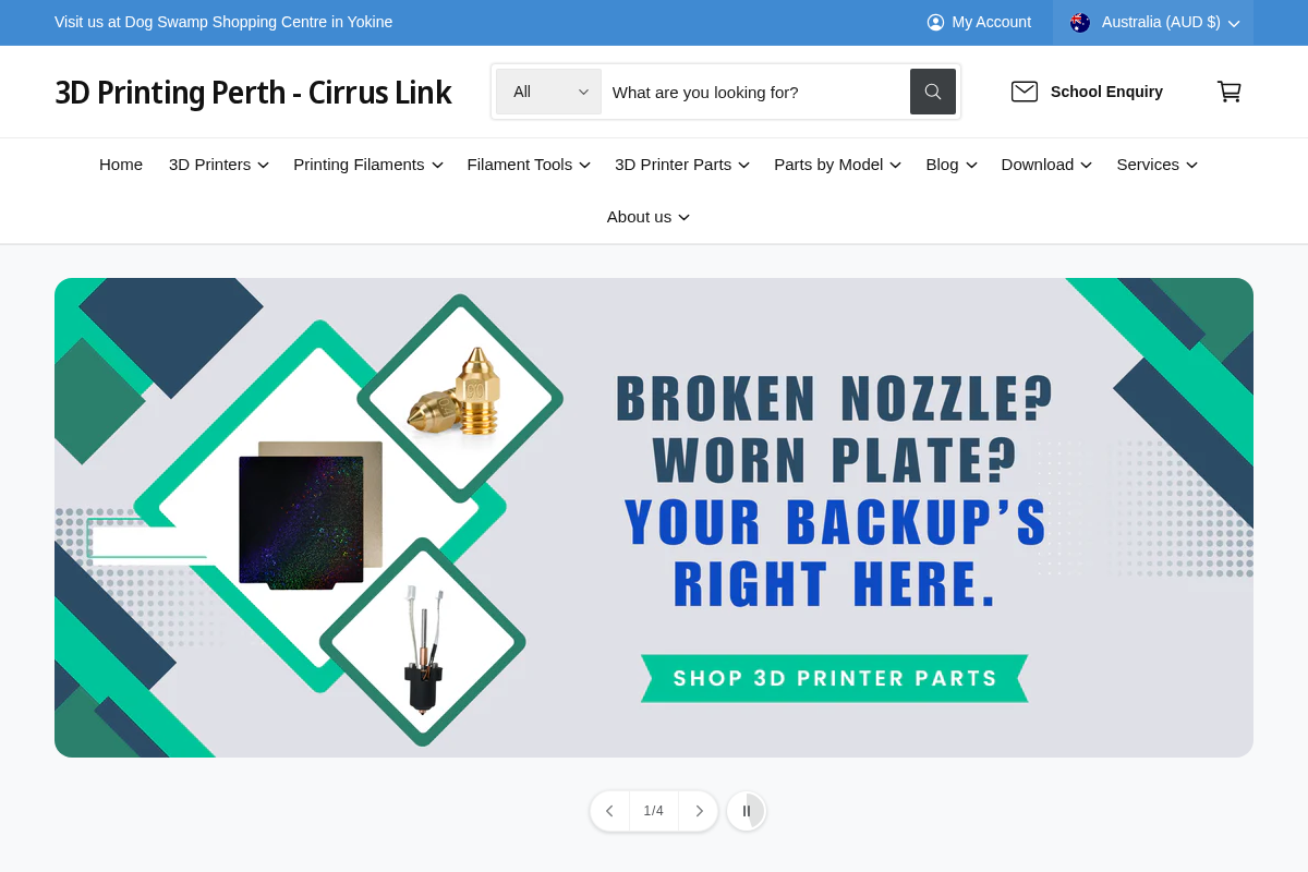 3D Printing Perth homepage screenshot