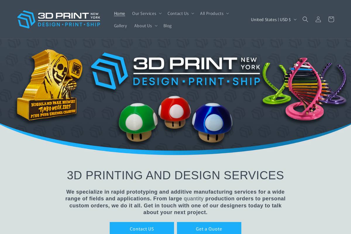 3dprintnewyork.com homepage screenshot
