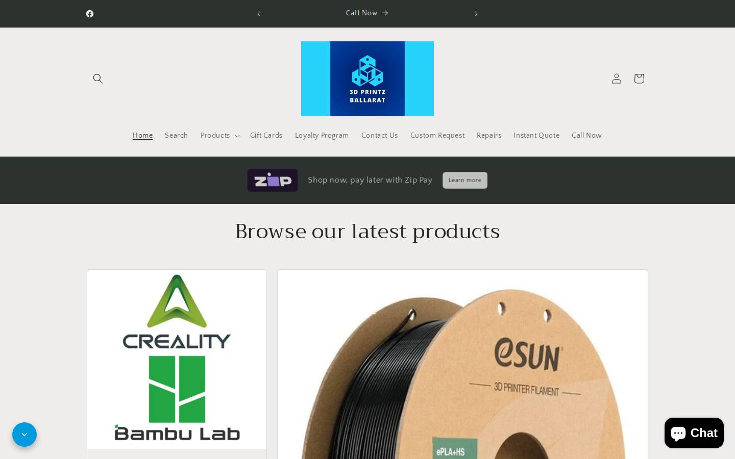 3dprintzballarat.com homepage screenshot