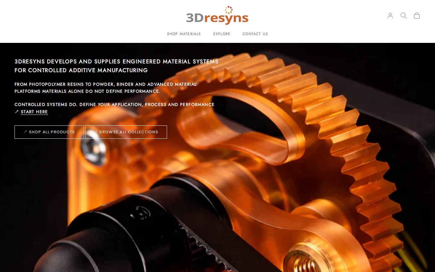 3dresyns.com homepage screenshot