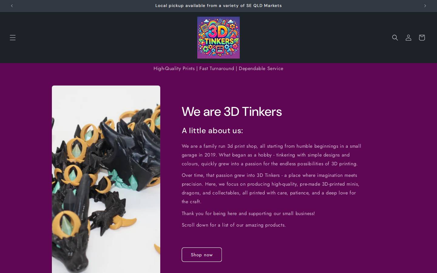 3dtinkers.com.au homepage screenshot