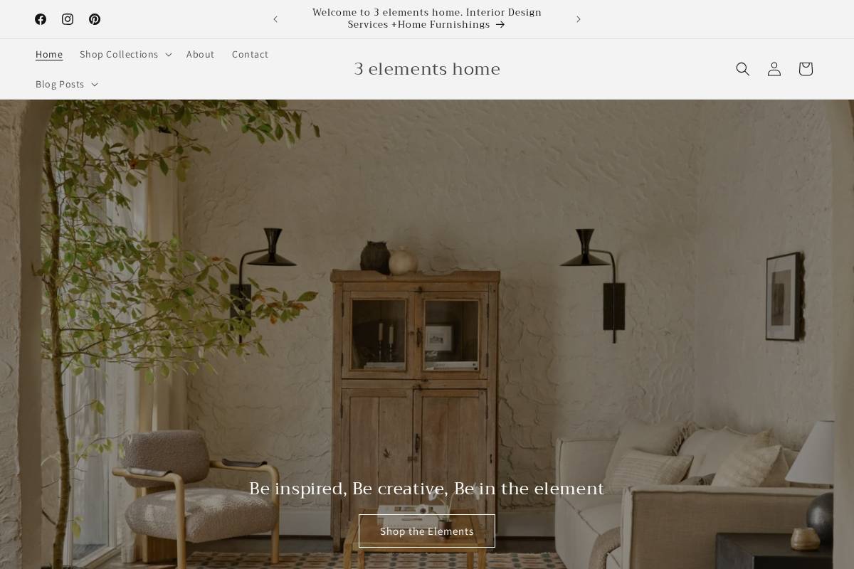 3elementshome.com homepage screenshot