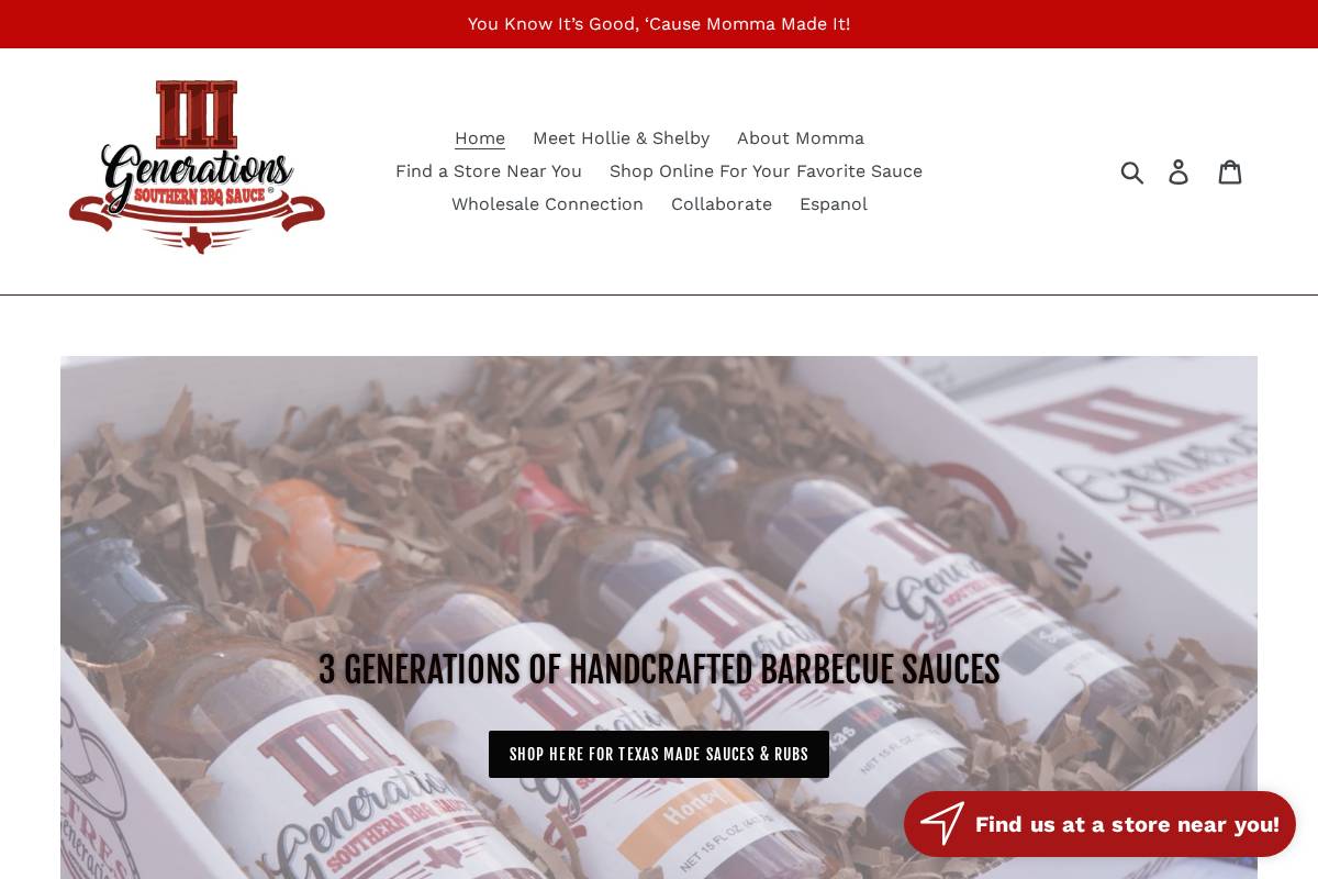 3genbbqsauce.com homepage screenshot