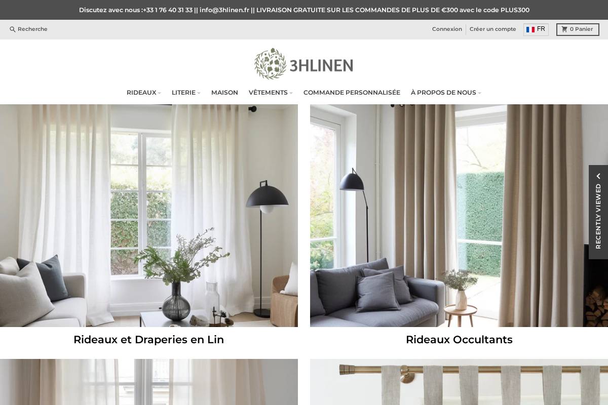 3HLinen homepage screenshot