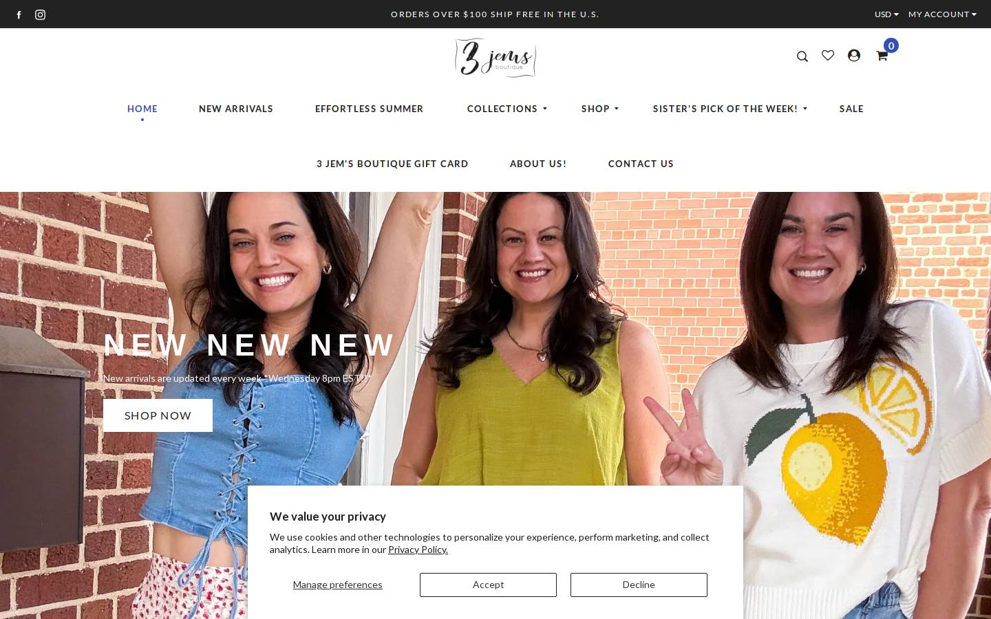 3jemsboutique.com homepage screenshot
