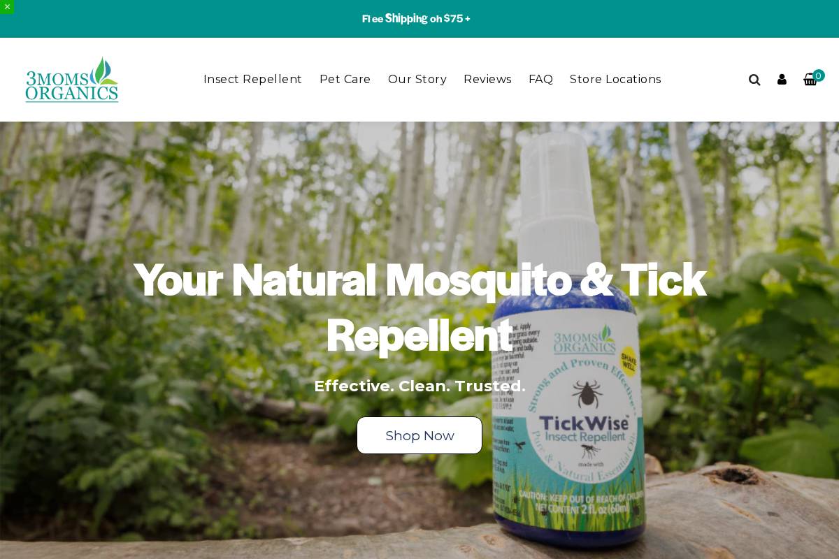 3momsorganics.com homepage screenshot