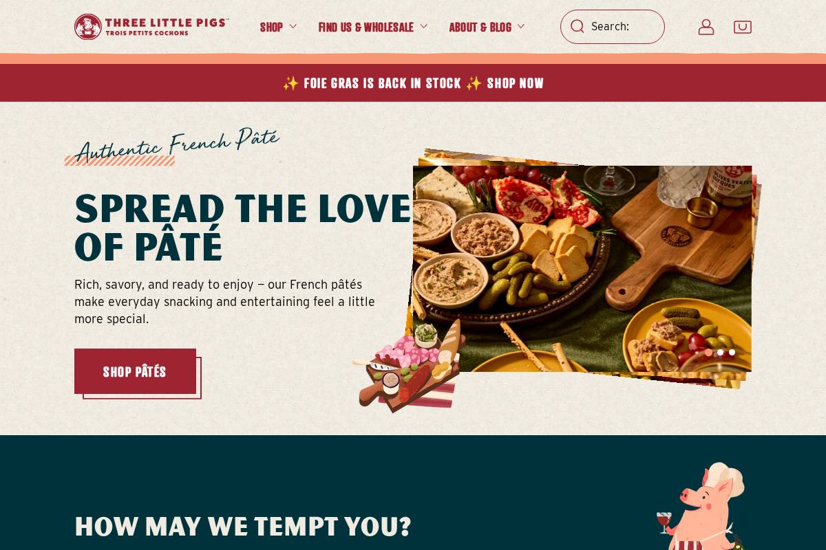 Les Trois Petits Cochons homepage screenshot