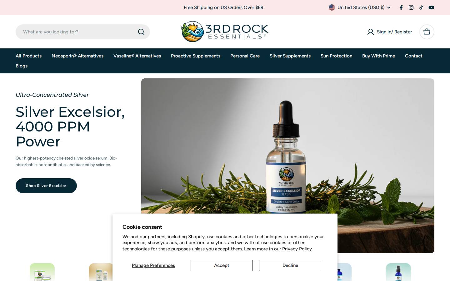 3rdrockessentials.com homepage screenshot