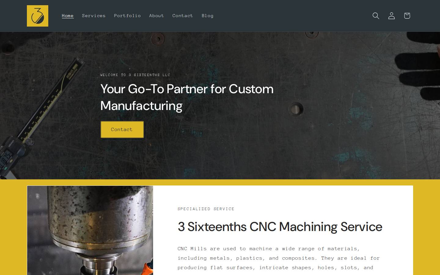 3sixteenths.com homepage screenshot