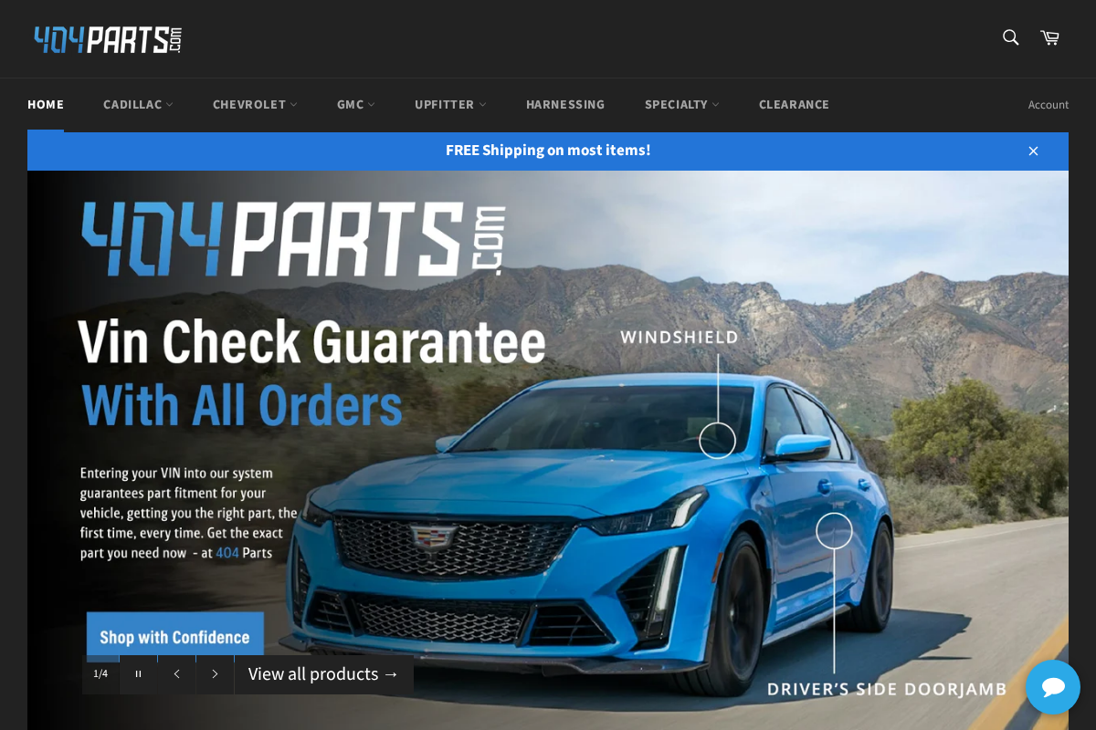 404 Parts homepage screenshot
