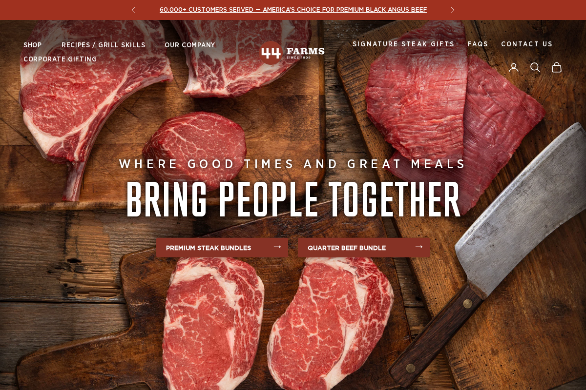 44steaks.com homepage screenshot