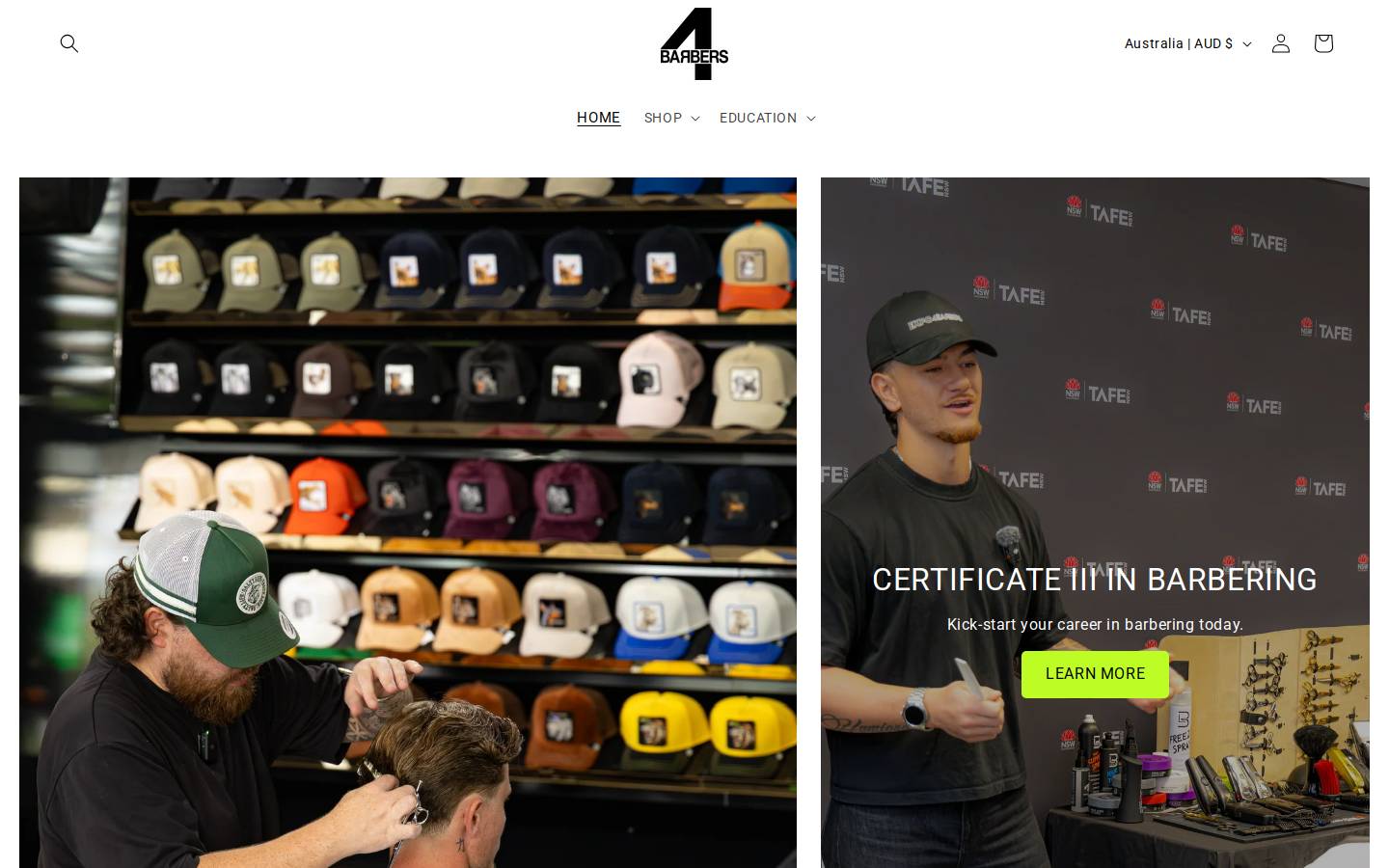 4barbers.com.au homepage screenshot