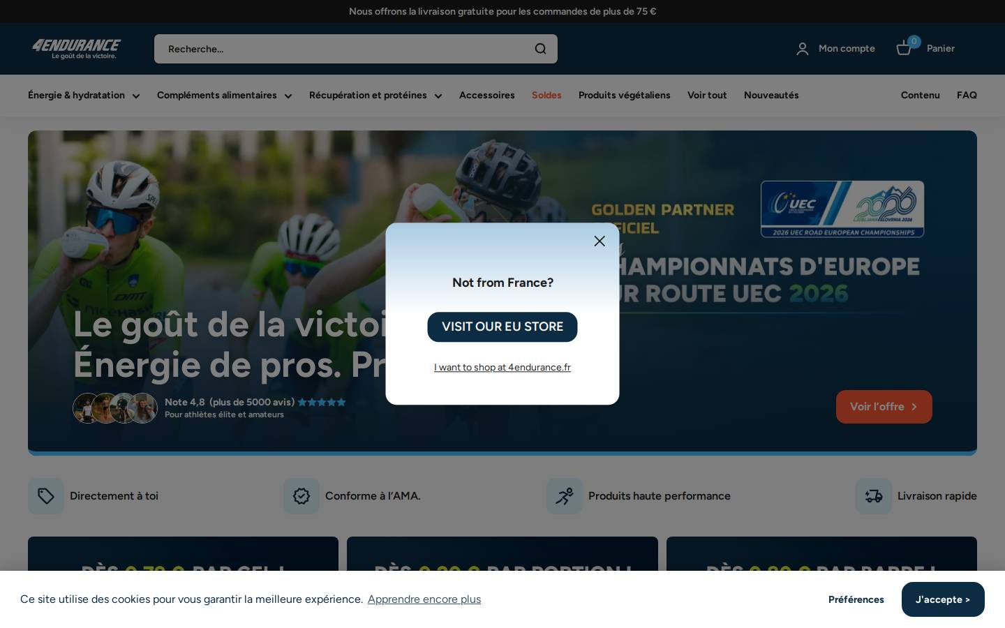 4Endurance - Sports Nutrition For Athletes homepage screenshot