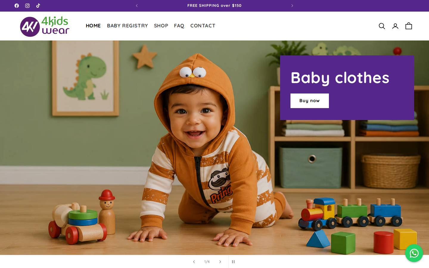 4kidswear.com homepage screenshot