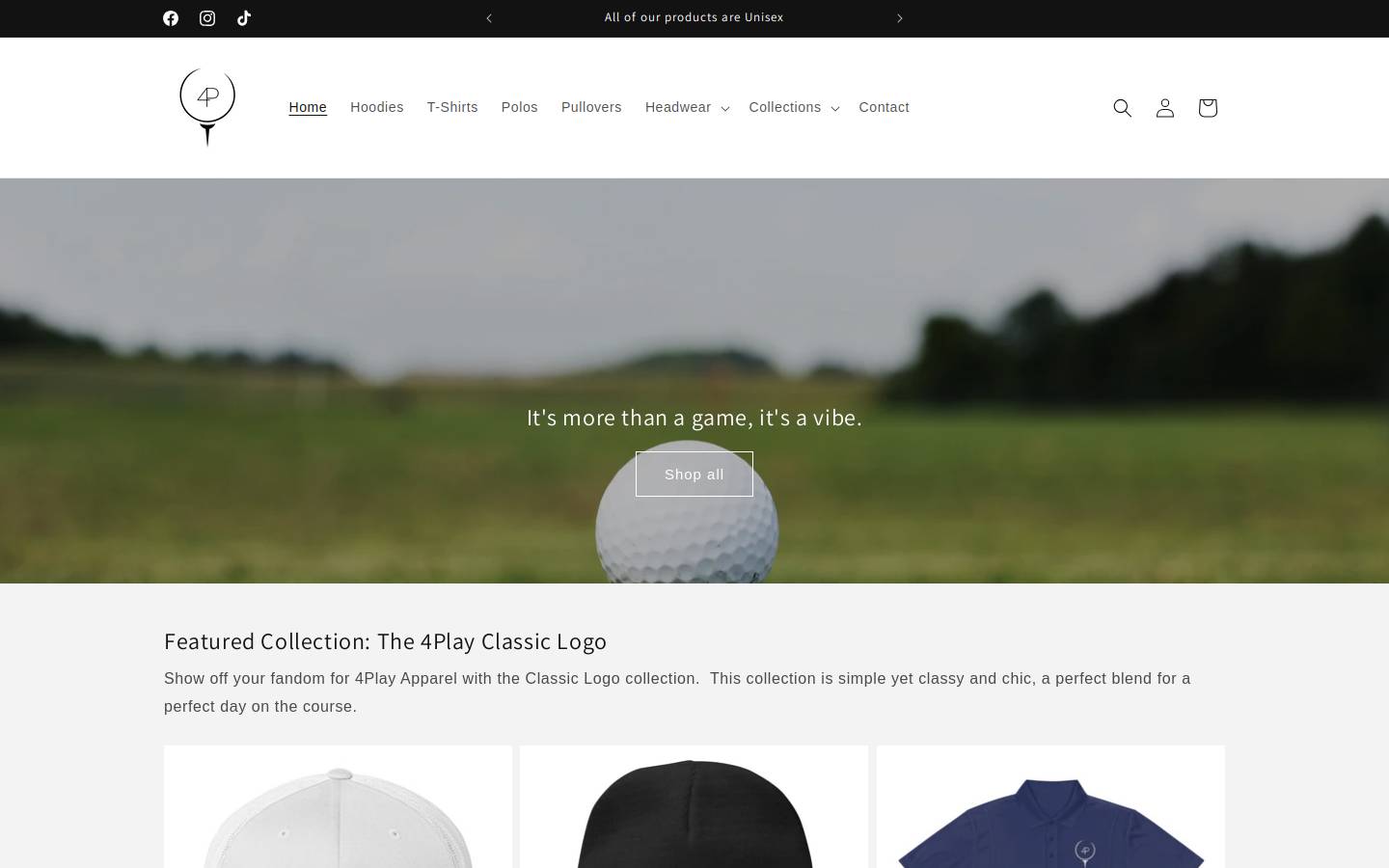 4playapparel.com homepage screenshot