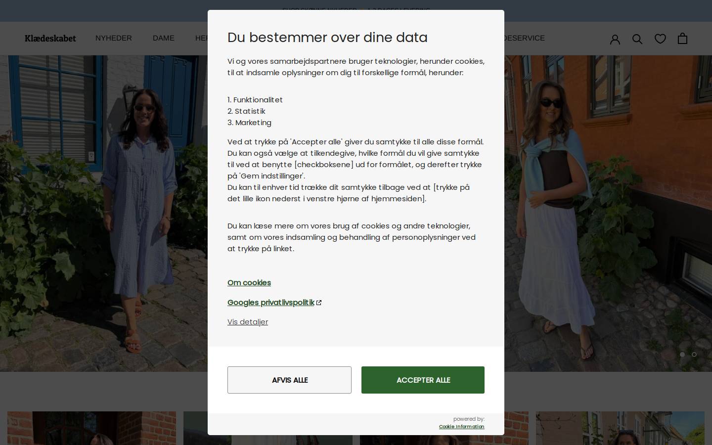 Klaedeskabet homepage screenshot