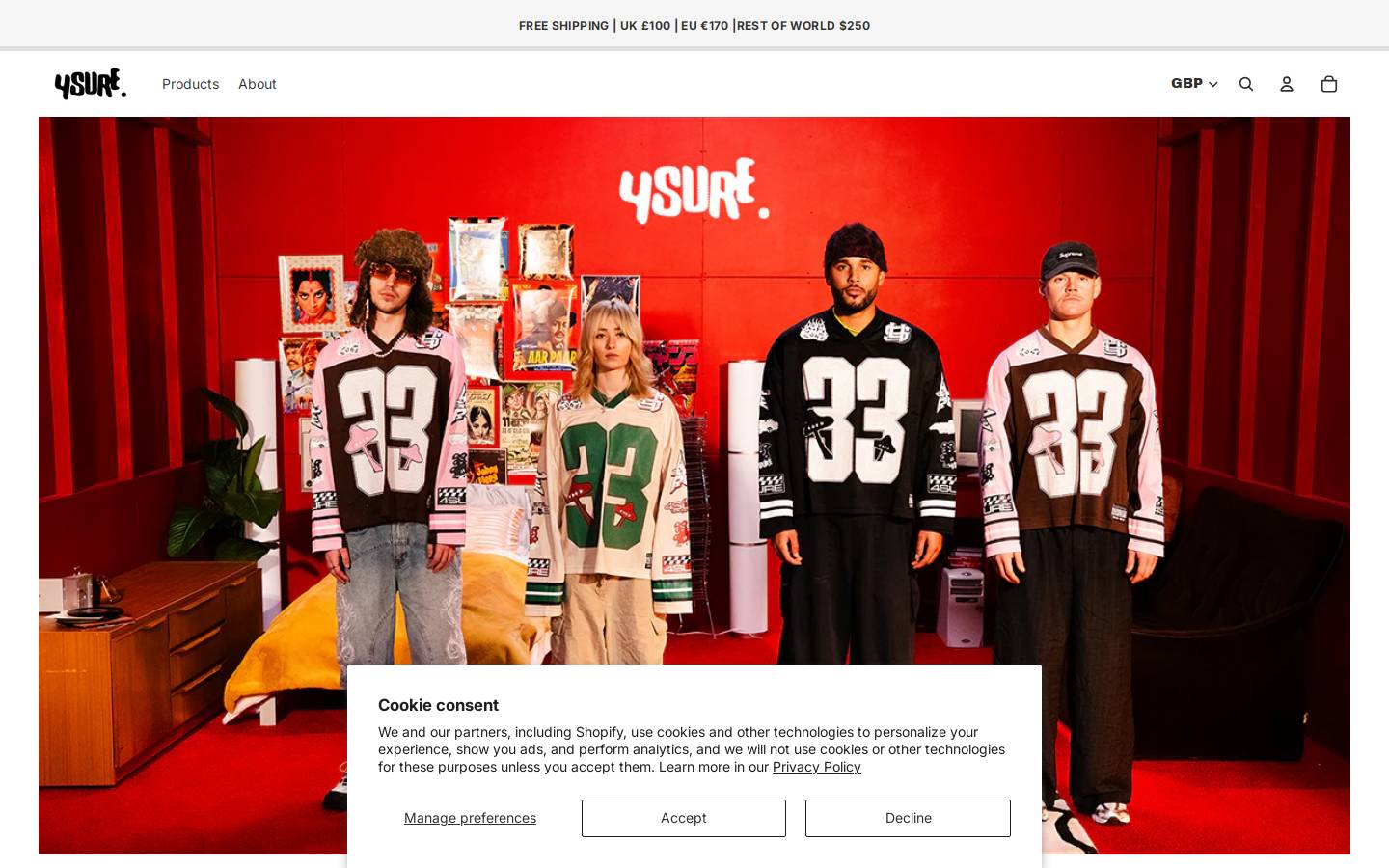 4sureclothing.com homepage screenshot