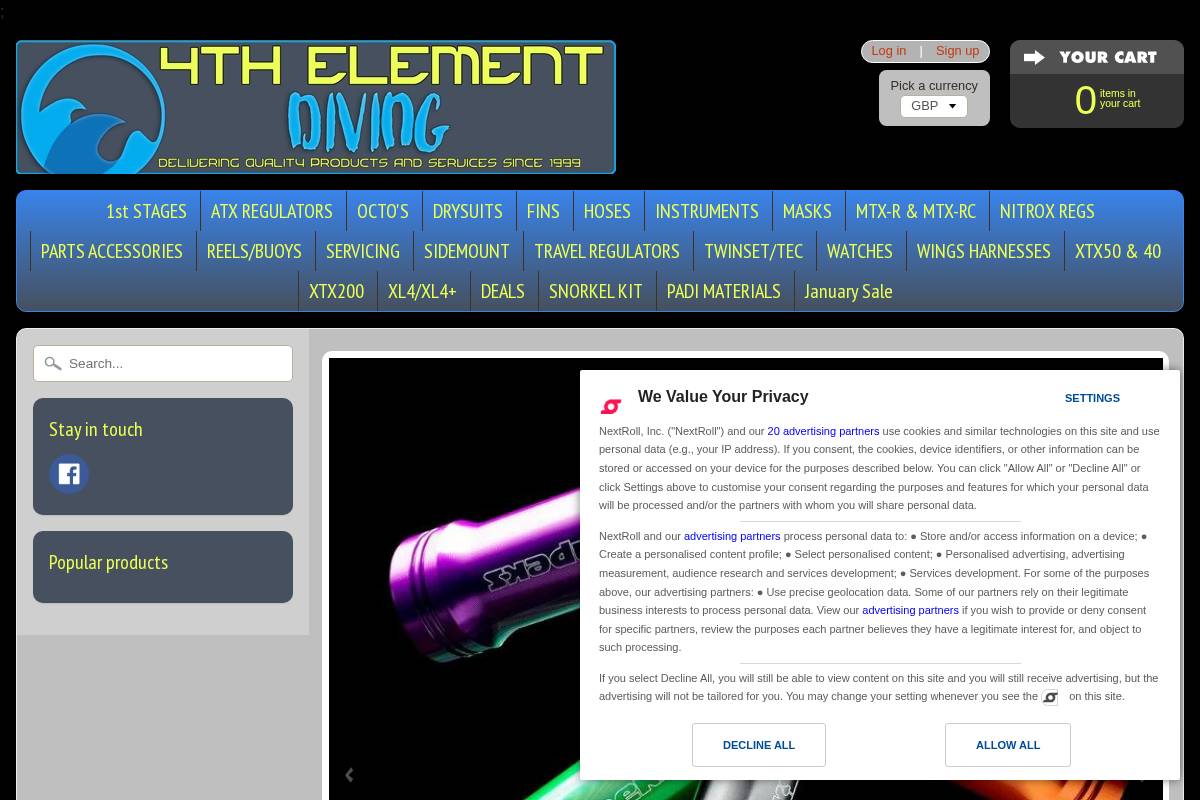4thelement Diving homepage screenshot