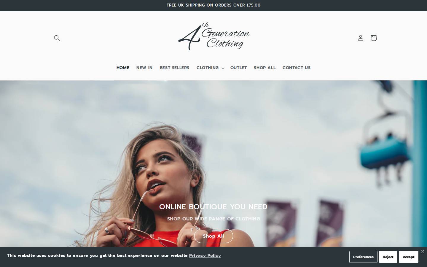 4thgenerationclothing.com homepage screenshot