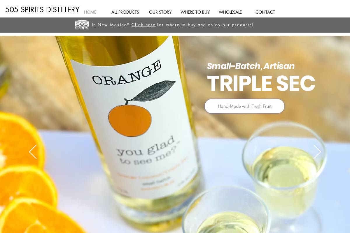 505spirits.com homepage screenshot