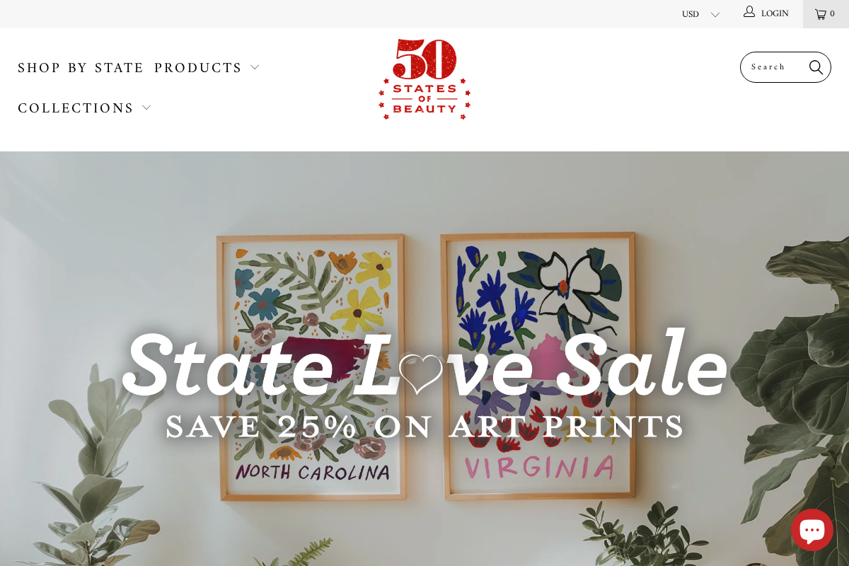 50 States of Beauty homepage screenshot