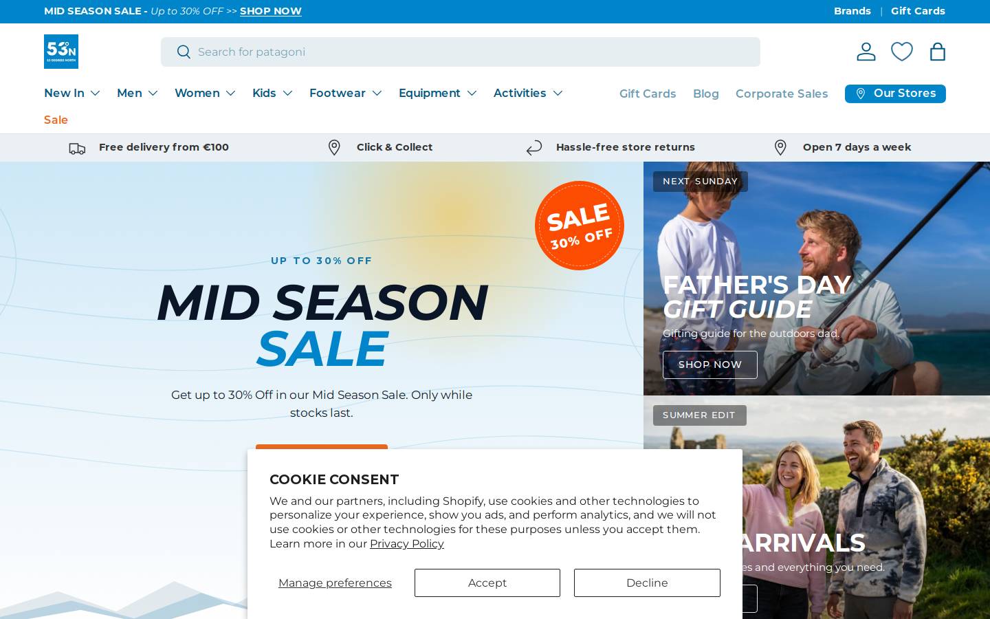 53 Degrees North homepage screenshot