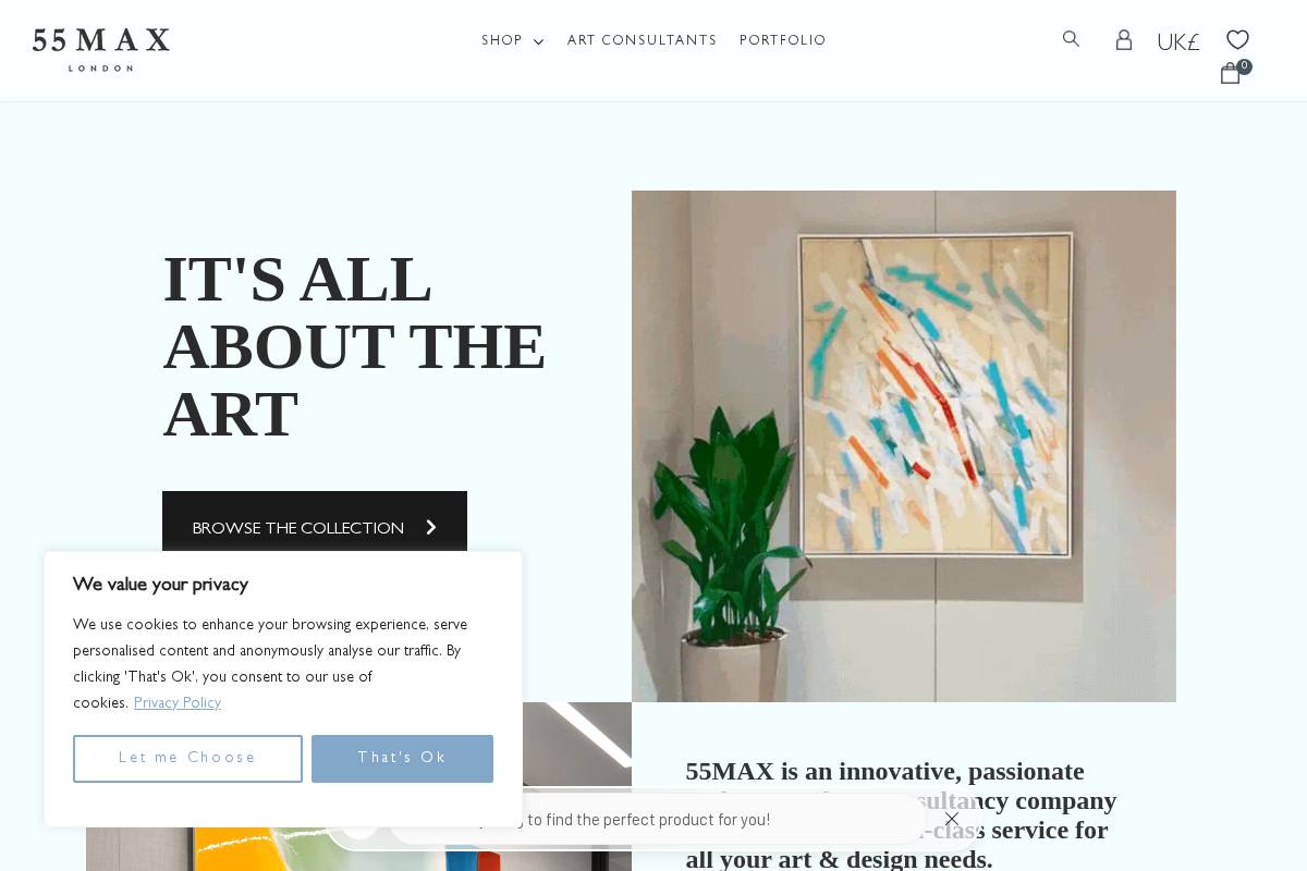 55 Max homepage screenshot