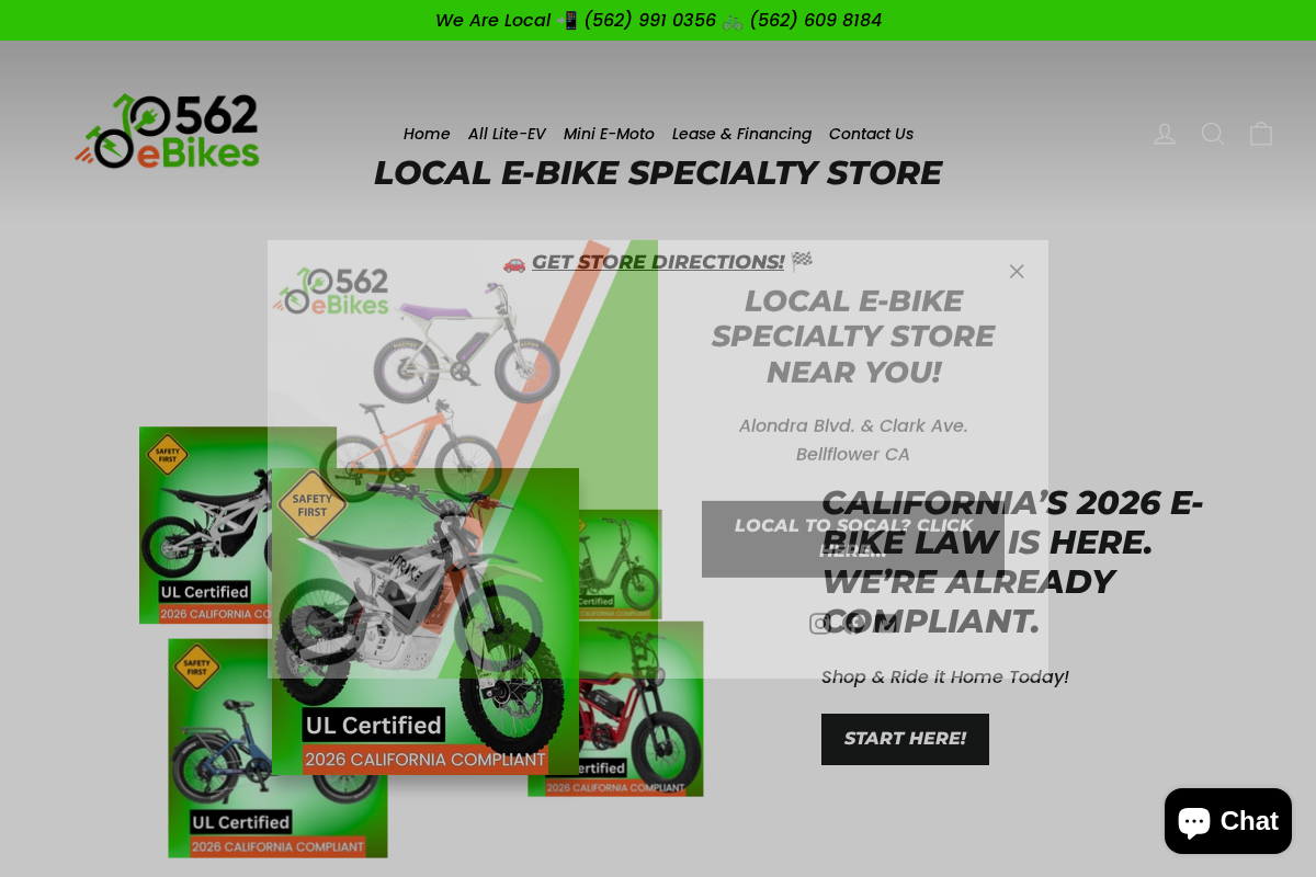 562 Ebikes Electric Bicycle homepage screenshot