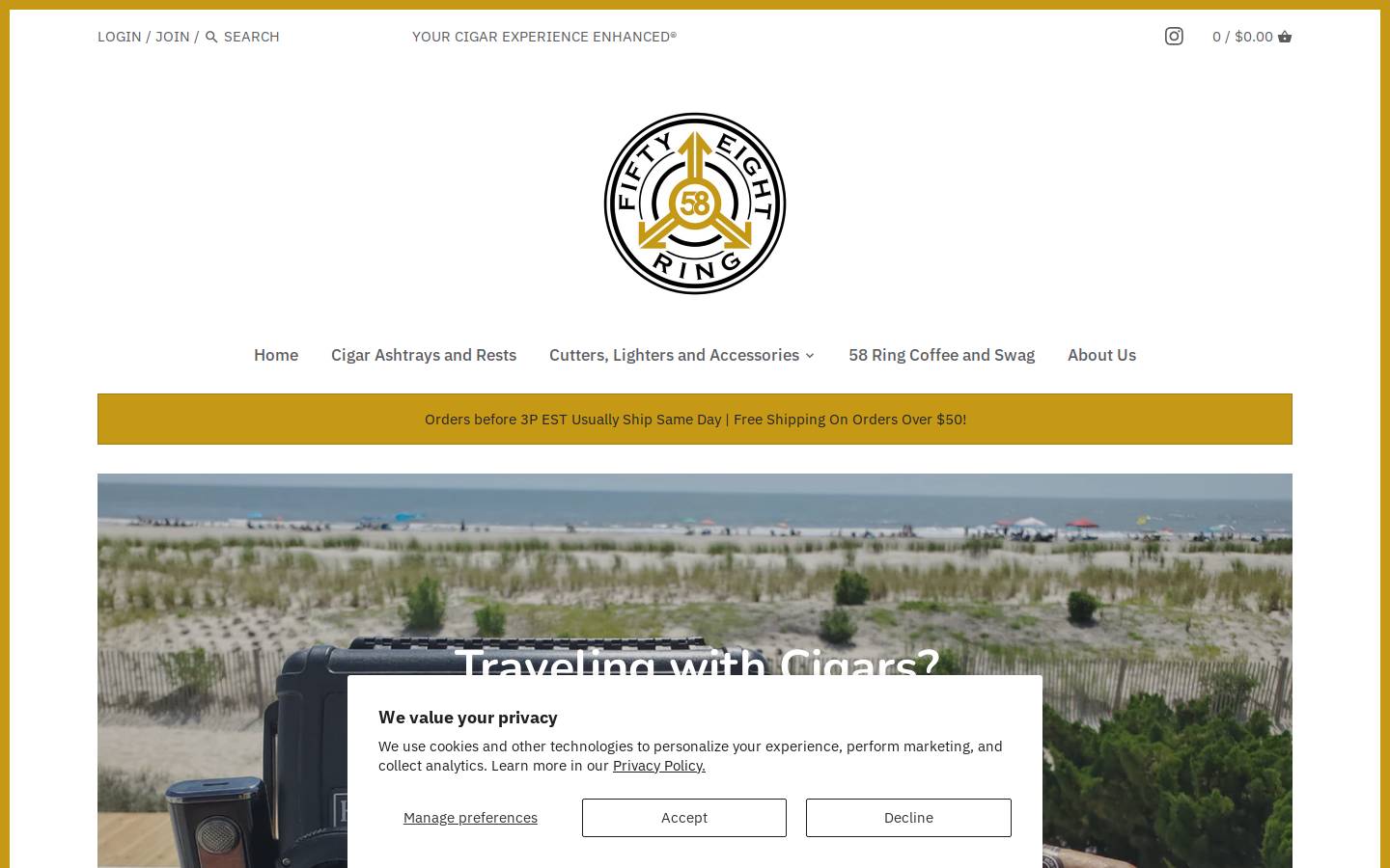 58-ring.com homepage screenshot
