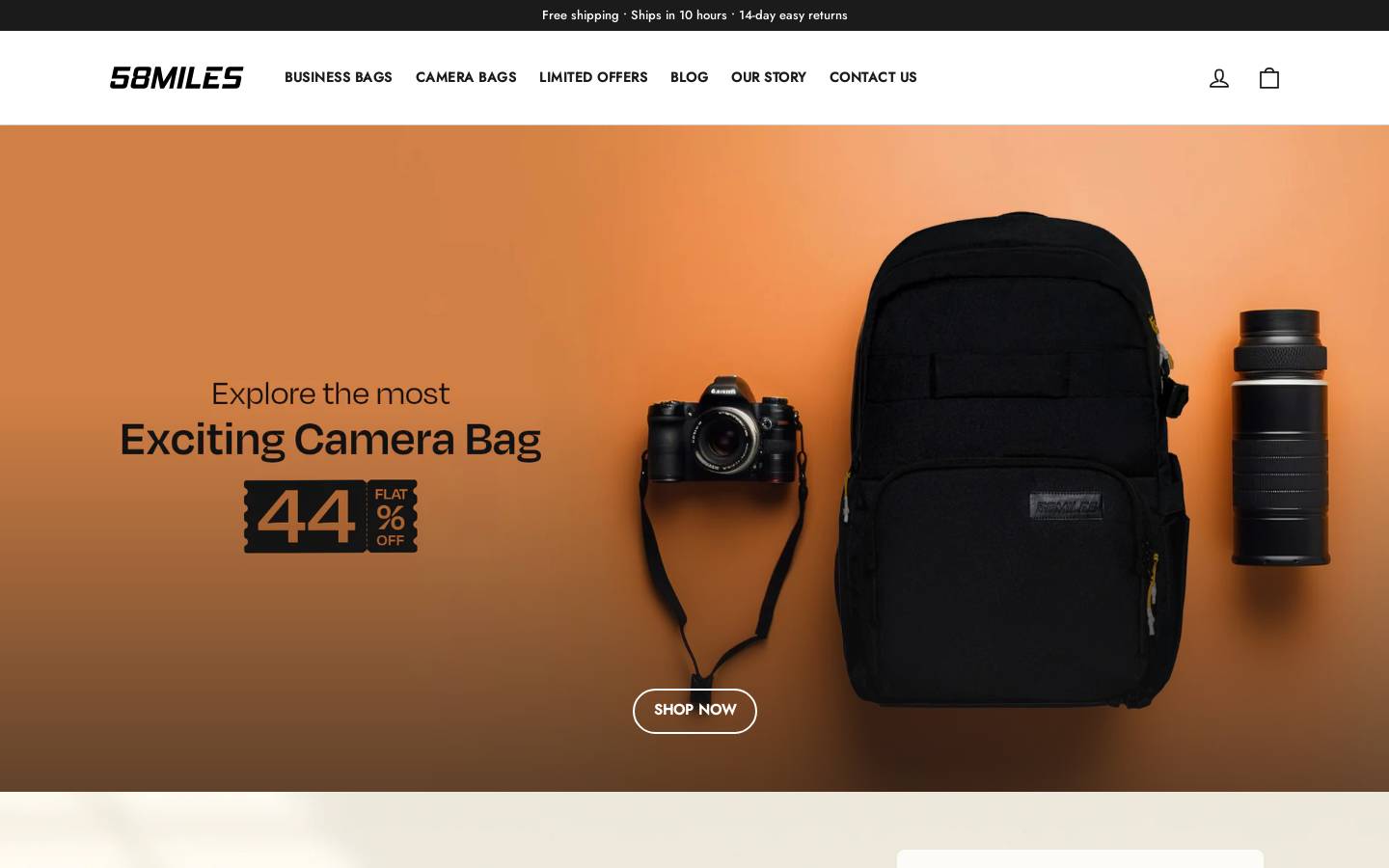 58miles.com homepage screenshot