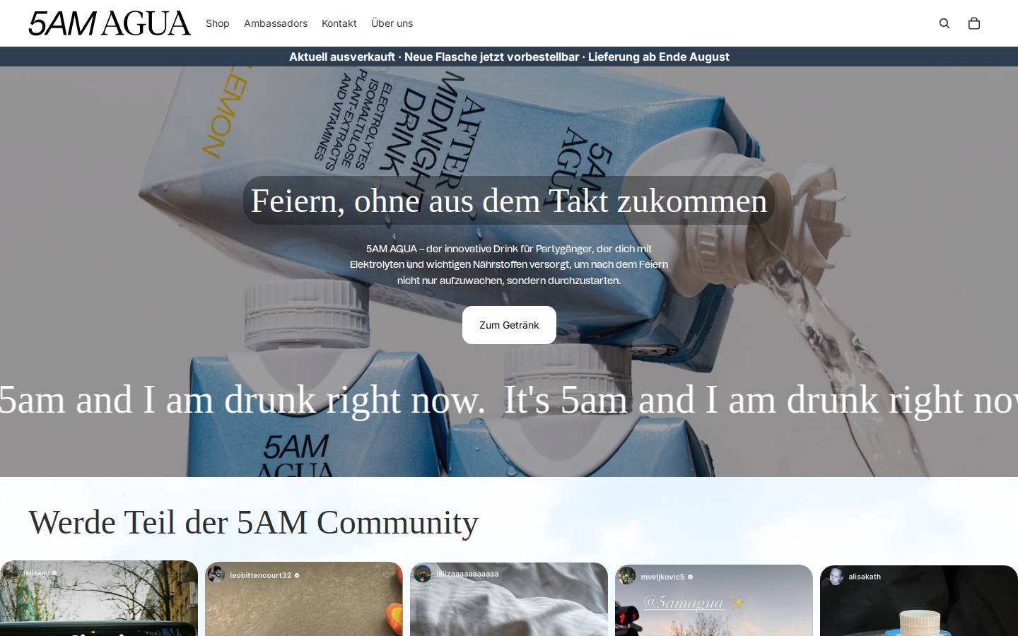 5am-agua.com homepage screenshot
