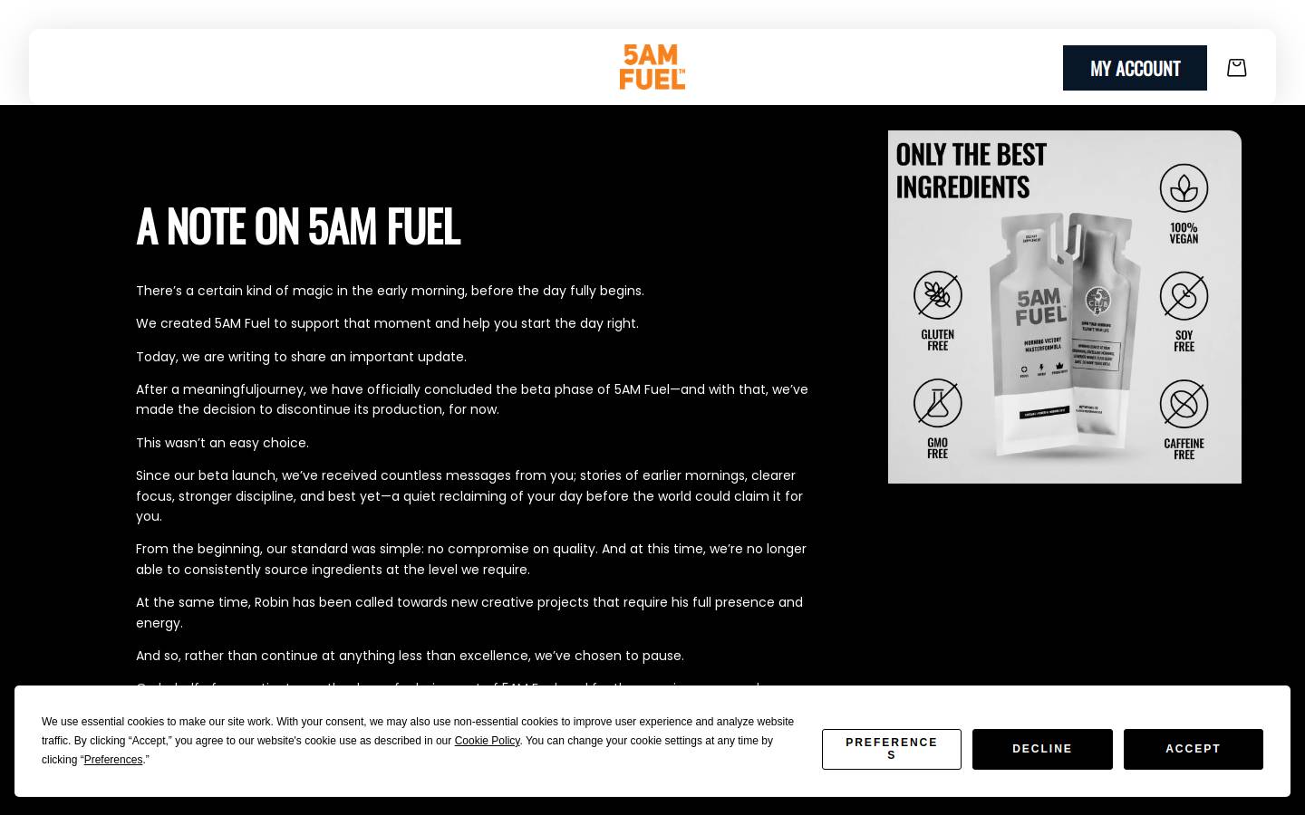5AM FUEL homepage screenshot