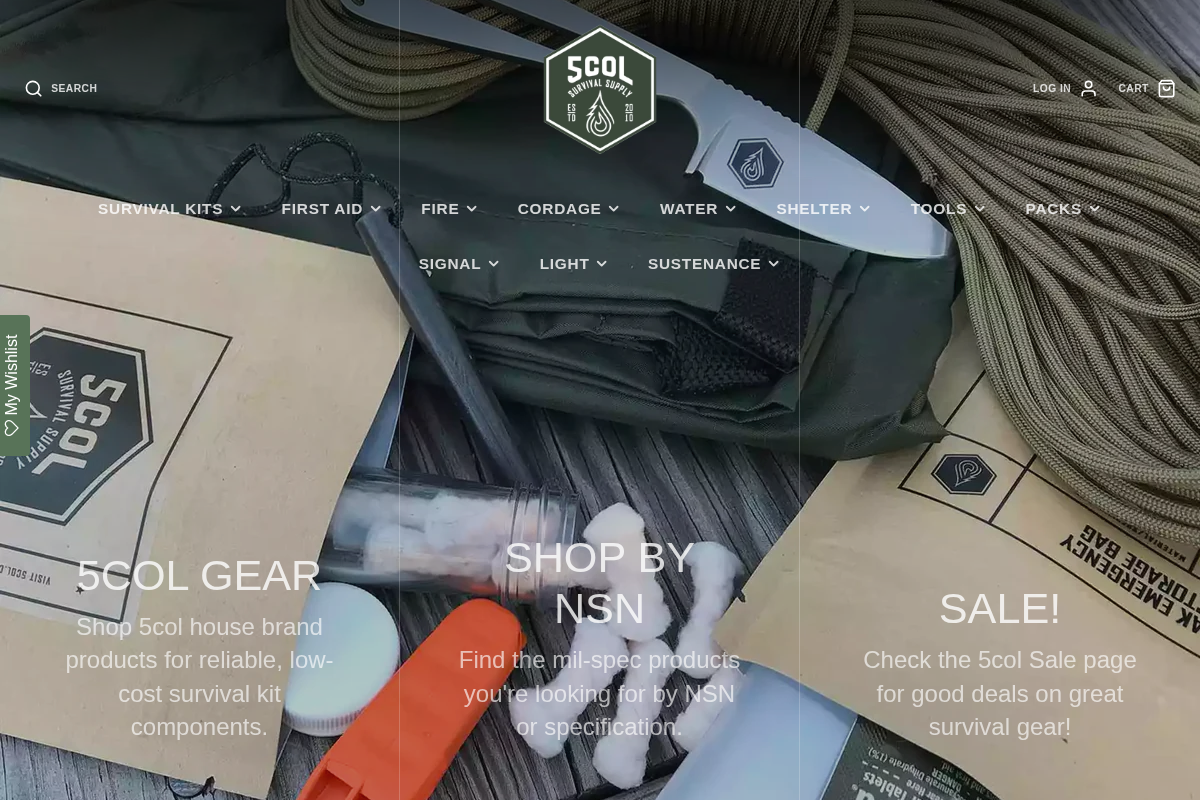 5col Survival Supply homepage screenshot